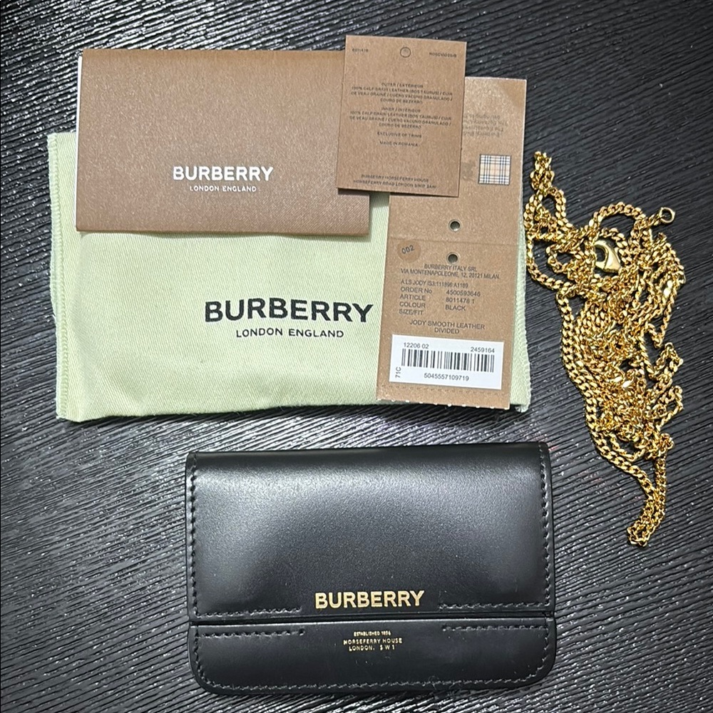 Burberry Calfskin Mini Jody Chain Card Case